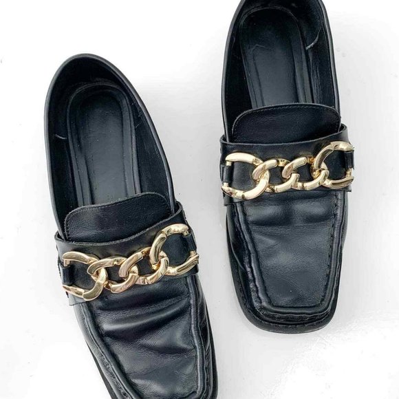 Square toe black leather loafter - Picture 6 of 6